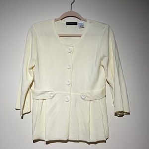 Chadwicks Cream Button Down Pleated Sweater